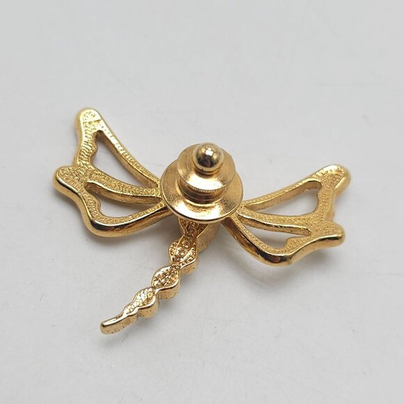 Vintage 1993 Avon Nature's Garden Rhinestone Dragonfly Tack Pin Gold Tone 1.5" - Picture 3 of 5